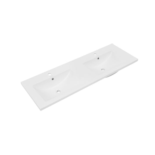 48" Double Basin Vanity Sink Top in Glossy White