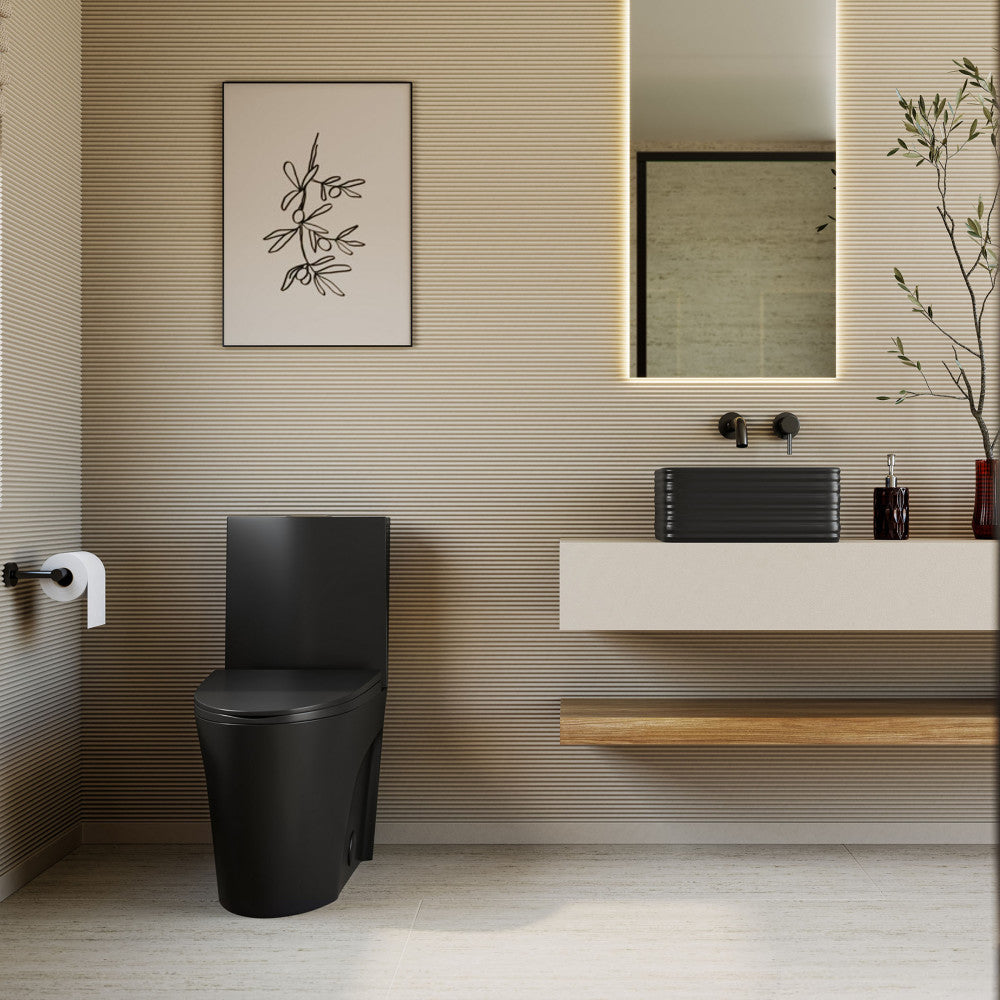 St. Tropez One-Piece 14" Rough-in 1.1/1.6 GPF Dual Top Flush Elongated Toilet in Matte Black