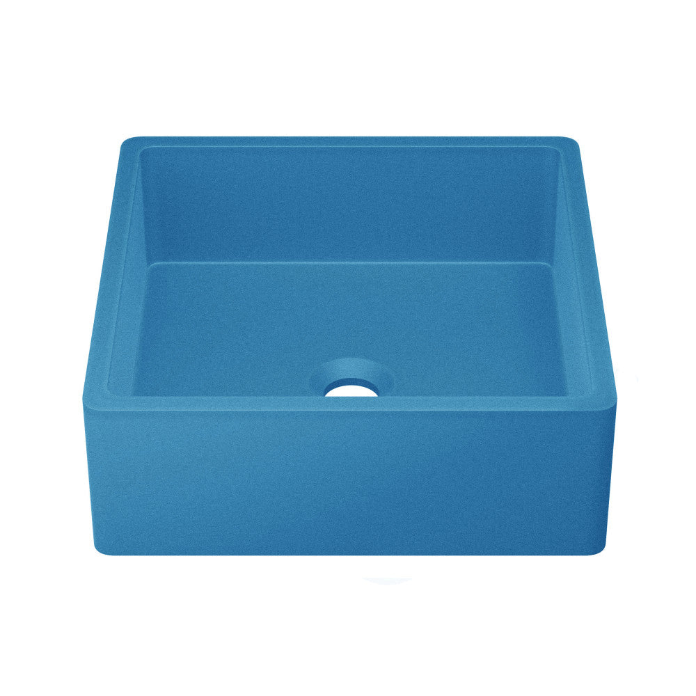 Lisse 15.5" Concrete Square Vessel Sink in Ocean Blue
