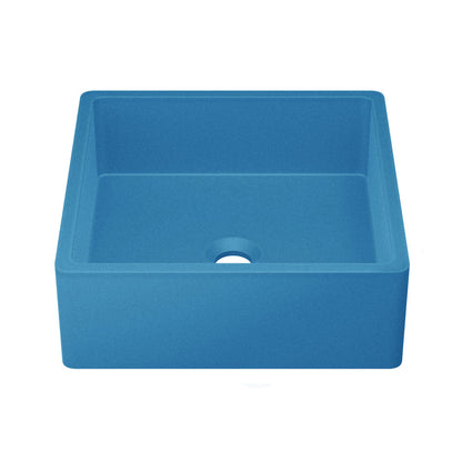 Lisse 15.5" Concrete Square Vessel Sink in Ocean Blue