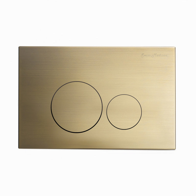 Wall Mount Dual Flush Metal Actuator plate in Matte Gold