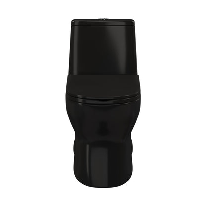 Ivy One Piece Toilet Dual Vortex Flush in Glossy Black 1.1/1.6 gpf