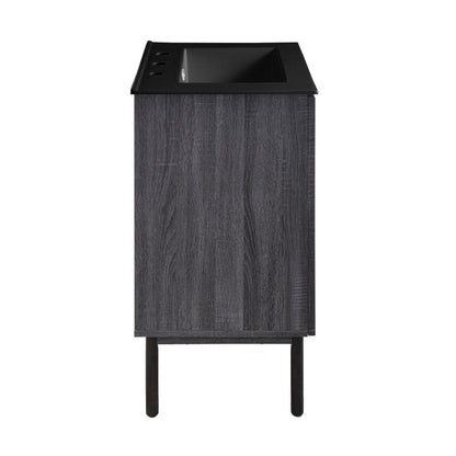 Classe 24" Freestanding Bathroom Vanity in Black Oak with Black 3-Hole Centerset Sink Top