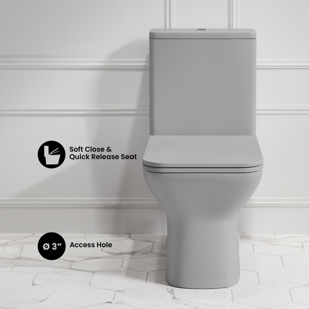 Carre One-Piece Square Toilet Dual-Flush in Matte Gray1.1/1.6 gpf