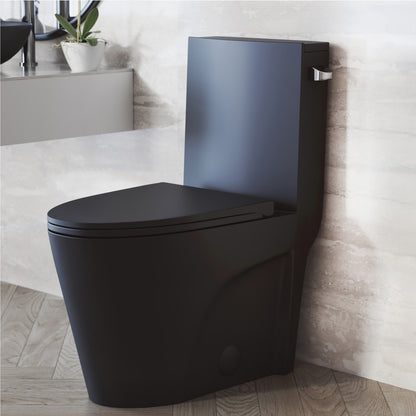 St. Tropez One-Piece 10" Rough-in 1.28 GPF Right-Hand Vortex Flush Elongated Toilet in Matte Black