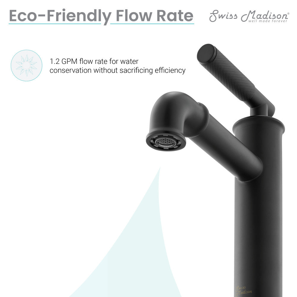 Single-handle bathroom faucet in matte black, sleek minimalist design.