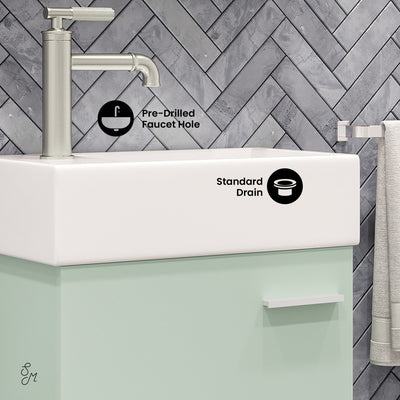 Colmer 18" Wall-Mounted Bathroom Vanity in Mint