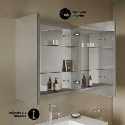Cache 30 x 30 Rectangle Recessed/Wall Mount Medicine Cabinet with Mirrored Sides