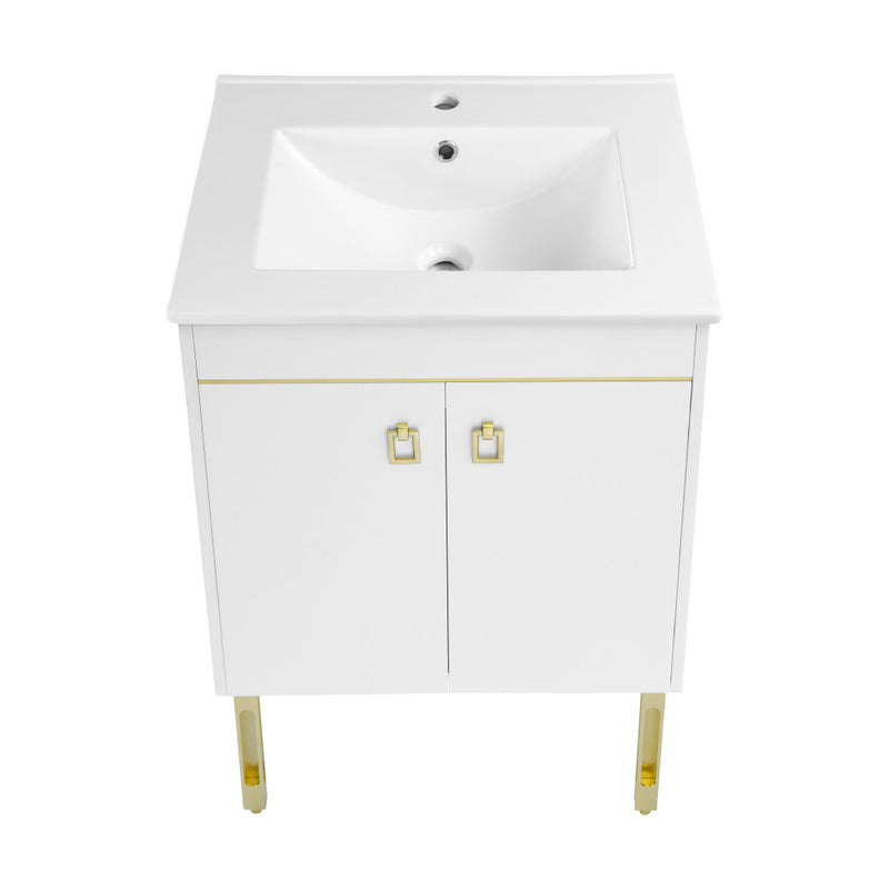 Lumiére 24" Freestanding Bathroom Vanity in White with Sink Top