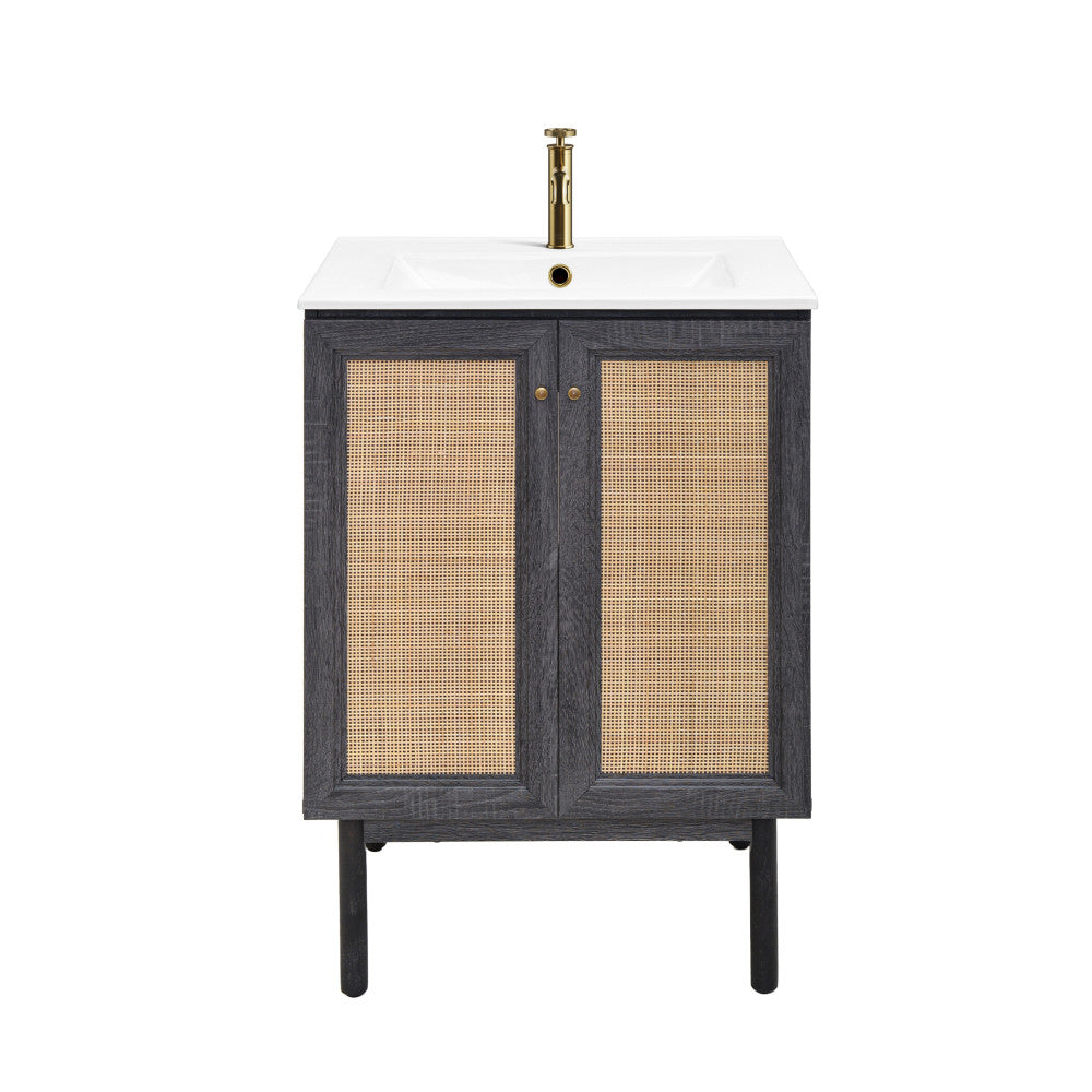 Classe 24" Freestanding Bathroom Vanity in Black Oak with Sink Top