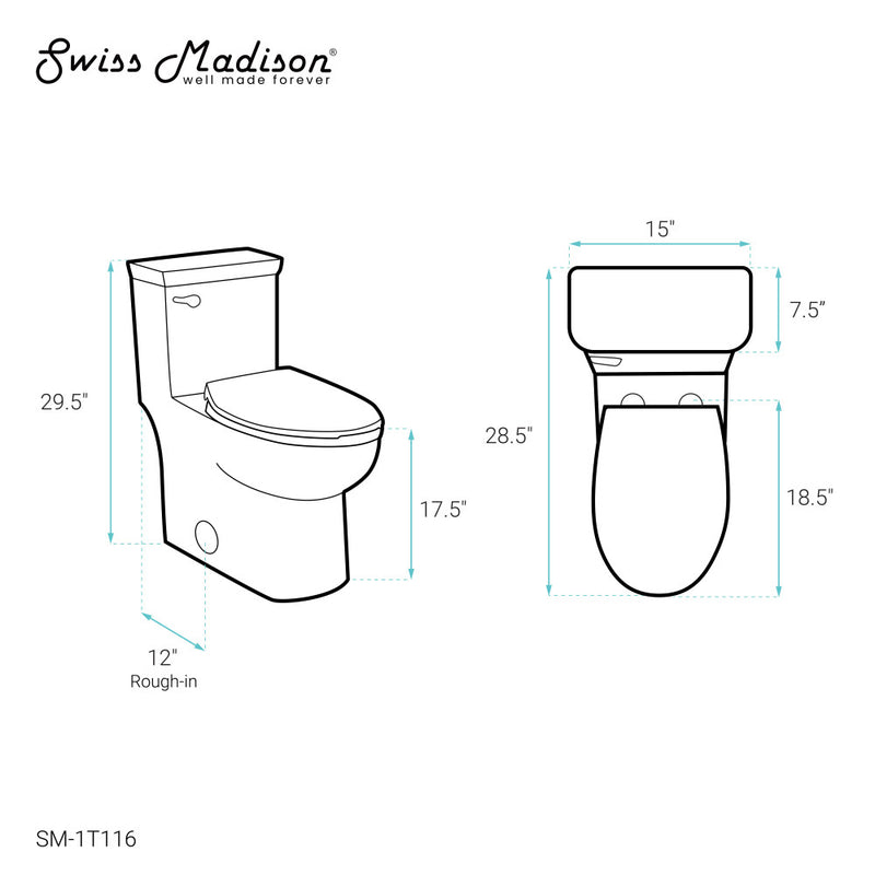 Classe One-Piece Toilet with Front Flush Handle 1.28 gpf