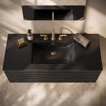 48" 3-Hole Widespread Vanity Sink Top in Matte Black