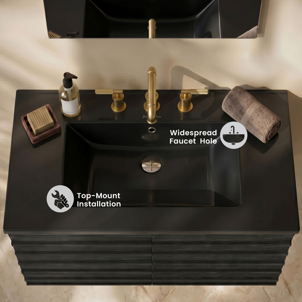 30" 3-Hole Centerset Vanity Sink Top in Matte Black