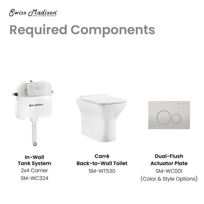 Carre Back to Wall Toilet Bowl Bundle in Glossy White
