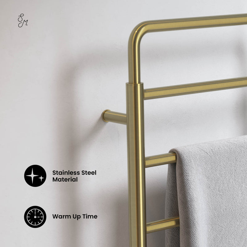 Ivy 8-Bar Electric Towel Warmer in Brushed Gold