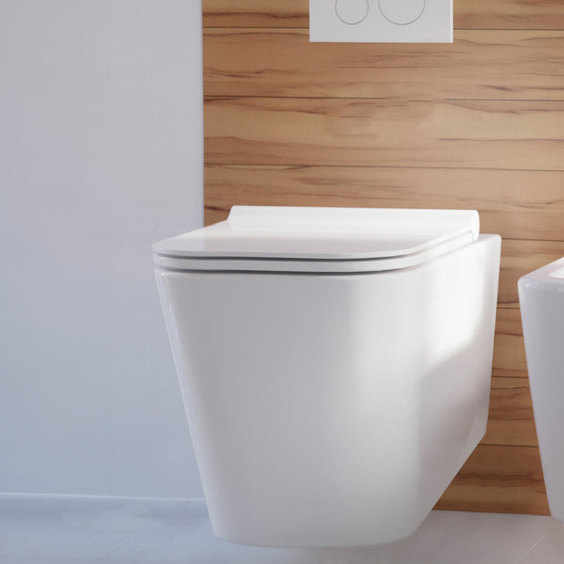 Concorde Wall-Hung Toilet Bundle 0.8/1.6 GPF Dual Flush in Glossy White with White Flush Plate