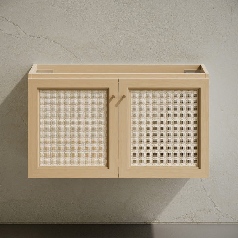 Classe 36" Wall-Mounted Bathroom Vanity in Natural Oak without Sink Top