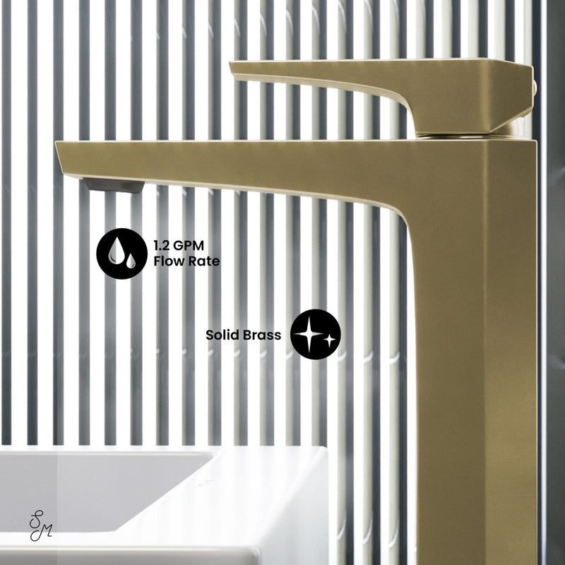 Voltaire Single Hole, Single-Handle, High Arc Bathroom Faucet in Brushed Gold