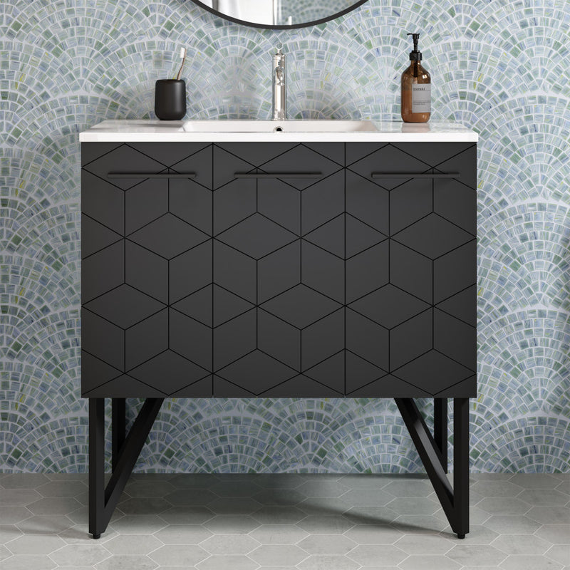 Annecy 36" Freestanding Bathroom Vanity in Phantom Black with Sink Top