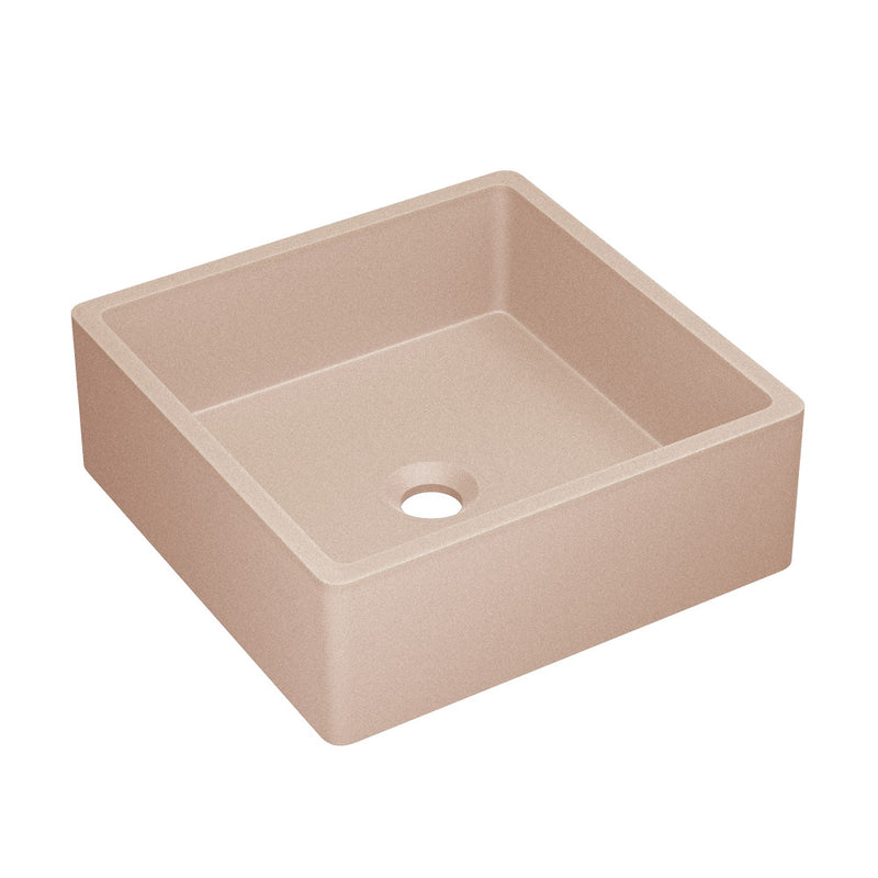 Lisse 15.5" Concrete Square Vessel Sink in Matte Blush