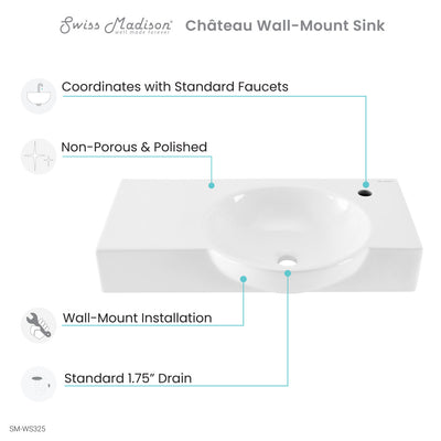 Chateau 30" Right Side Faucet Wall-Mount Bathroom Sink