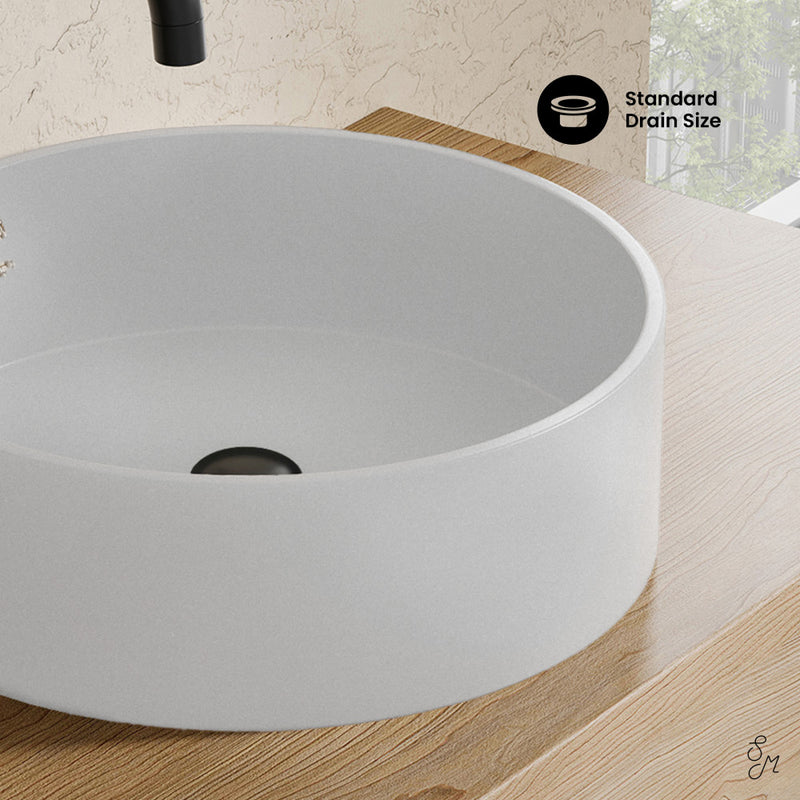 Lisse 14.5" Concrete Round Vessel Sink in Matte White