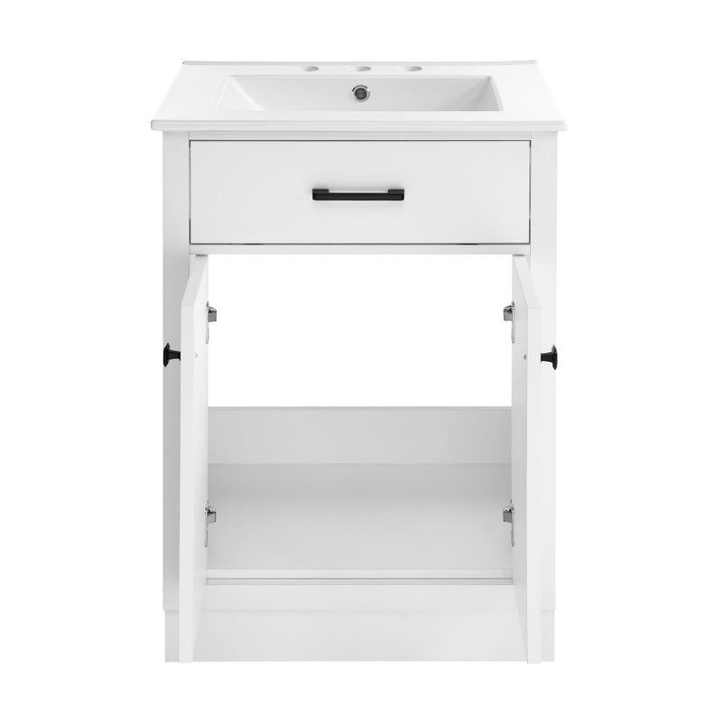 Burdon 24" Freestanding Bathroom Vanity in White with 3-Hole Centerset Sink Top