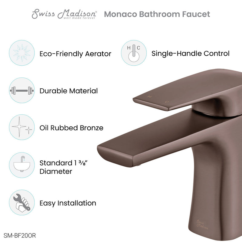 Monaco Single Hole, Single-Handle, Bathroom Faucet in Oil Rubbed Bronze