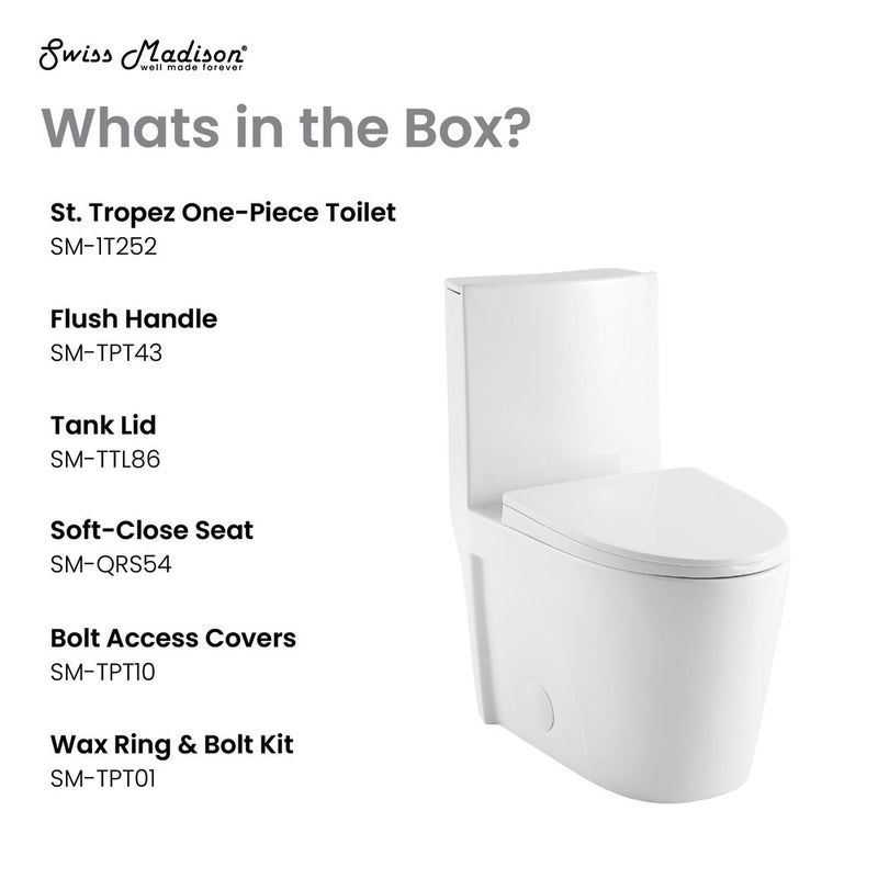 St. Tropez One Piece Elongated Toilet Right Side Flush 1.28 gpf