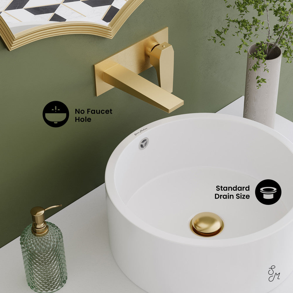 Monaco 36" Floating Bathroom Shelf with Vessel Sink in Glossy White