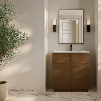 St. Tropez 36" Freestanding Bathroom Vanity in Brown Oak with Sink Top