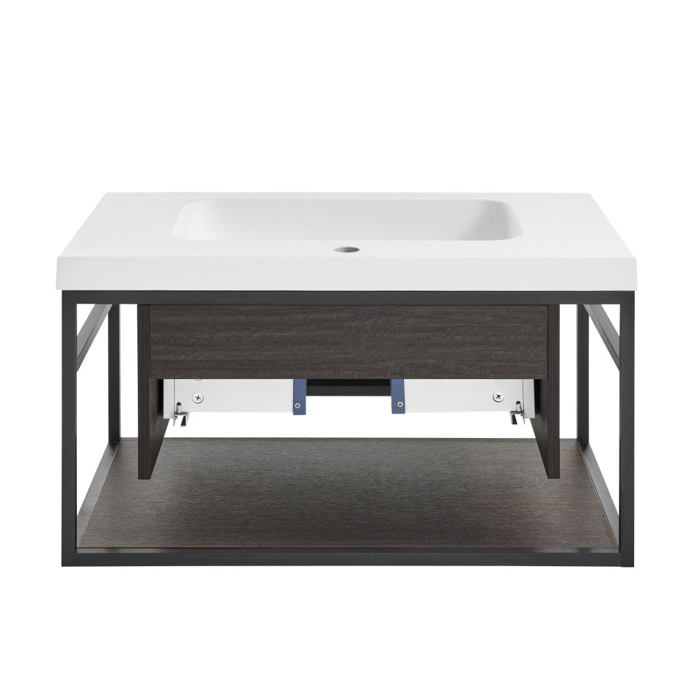 Claire 30" Wall-Mounted Bathroom Vanity in Black Oak with Sink Top