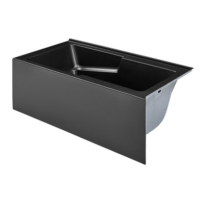Claire 60 x 32 Right Drain Soaking Alcove Corner Apron Bathtub in Glossy Black