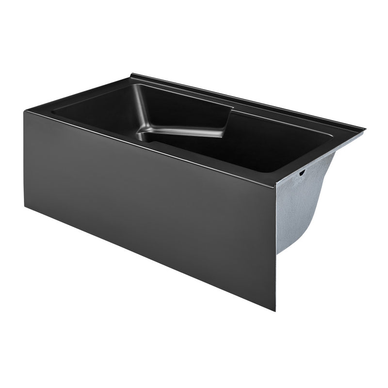 Claire 60 x 32 Right Drain Soaking Alcove Corner Apron Bathtub in Glossy Black