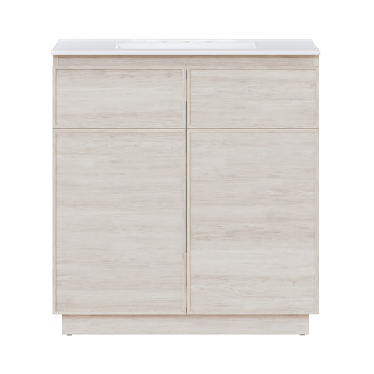 St. Tropez 36" Freestanding Bathroom Vanity in White Oak with 3-Hole Widespread Sink Top