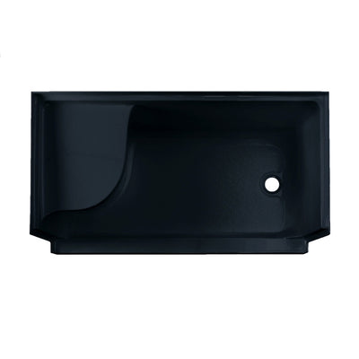 Aquatique 60" x 32" Right Drain, Shower Base in Matte Black