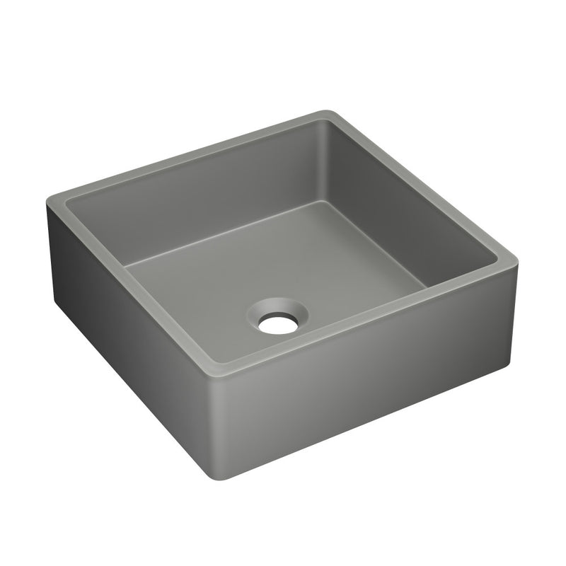 Lisse 15.5" Square Concrete Vessel Bathroom Sink in Dark Grey