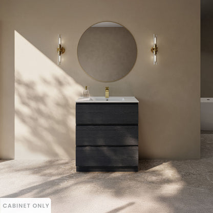 Liberte 30" Freestanding Bathroom Vanity Cabinet without Top in Black Oak