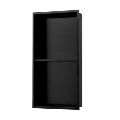 Voltaire 12" x 24" Stainless Steel Double Shelf Wall Niche in Matte Black