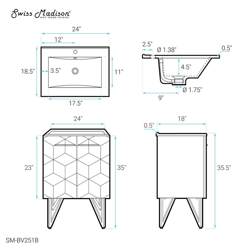 Annecy 24" Bathroom Vanity in Phantom Black