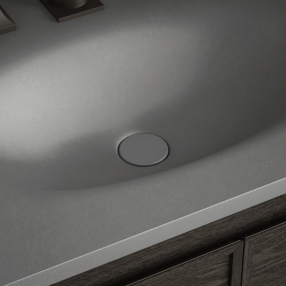 Lisse Concrete Bathroom Sink Non-Overflow Pop Up Drain in Matte Dark Gray