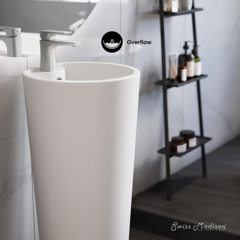 Monaco Circular Basin Pedestal Sink in Matte White