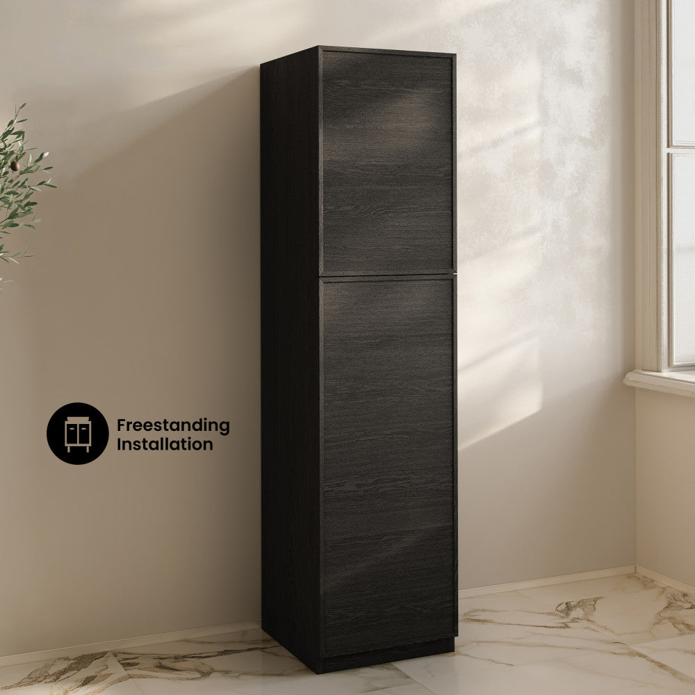 St. Tropez 15 x 15 x 60 Freestanding Linen Cabinet in Black Oak