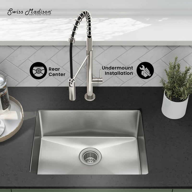 Rivage 23" 16 Gauge Stainless Steel Undermount Kitchen Sink in Polished Chrome