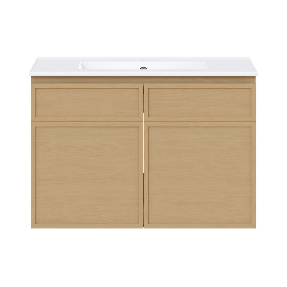 St. Tropez 30" Wall-Mounted Bathroom Vanity in Natural Oak with Sink Top