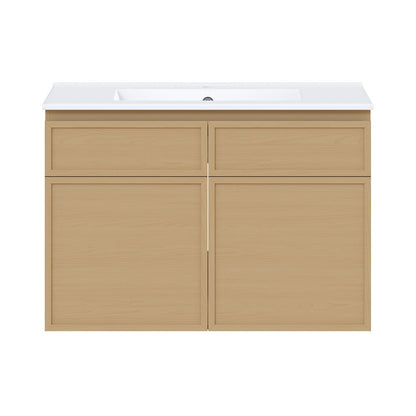 St. Tropez 30" Wall-Mounted Bathroom Vanity in Natural Oak with Sink Top