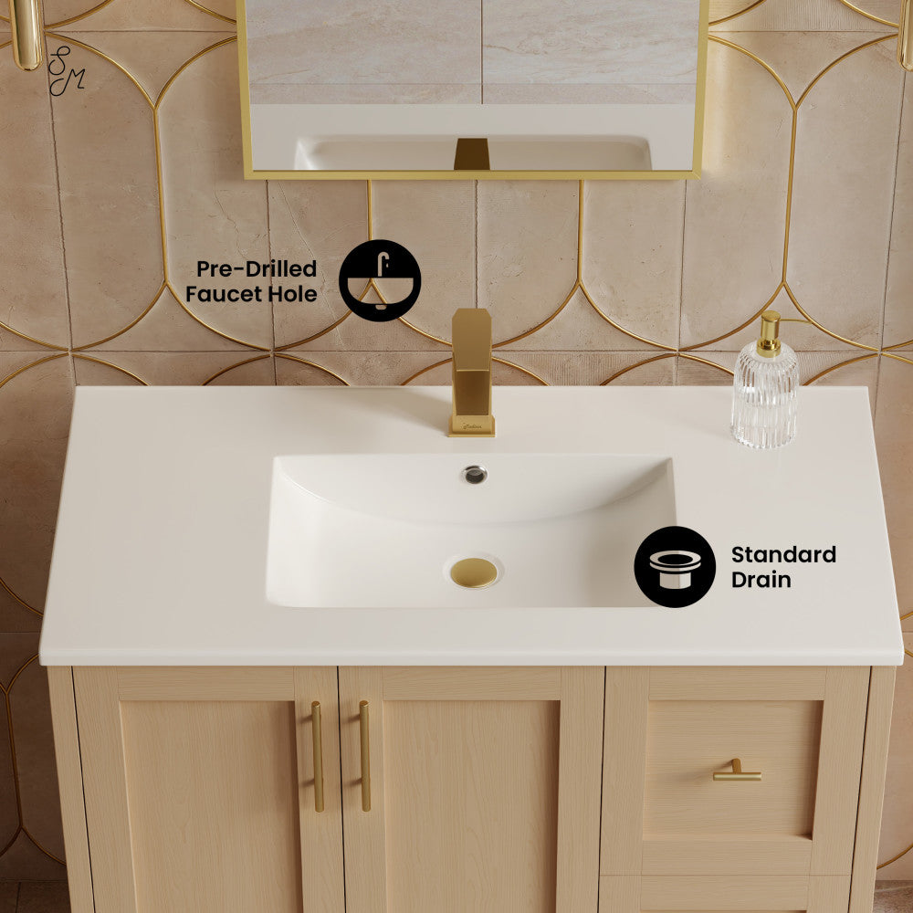 Forme 36" Modular Freestanding Bathroom Vanity with Sink Top in Natural Oak