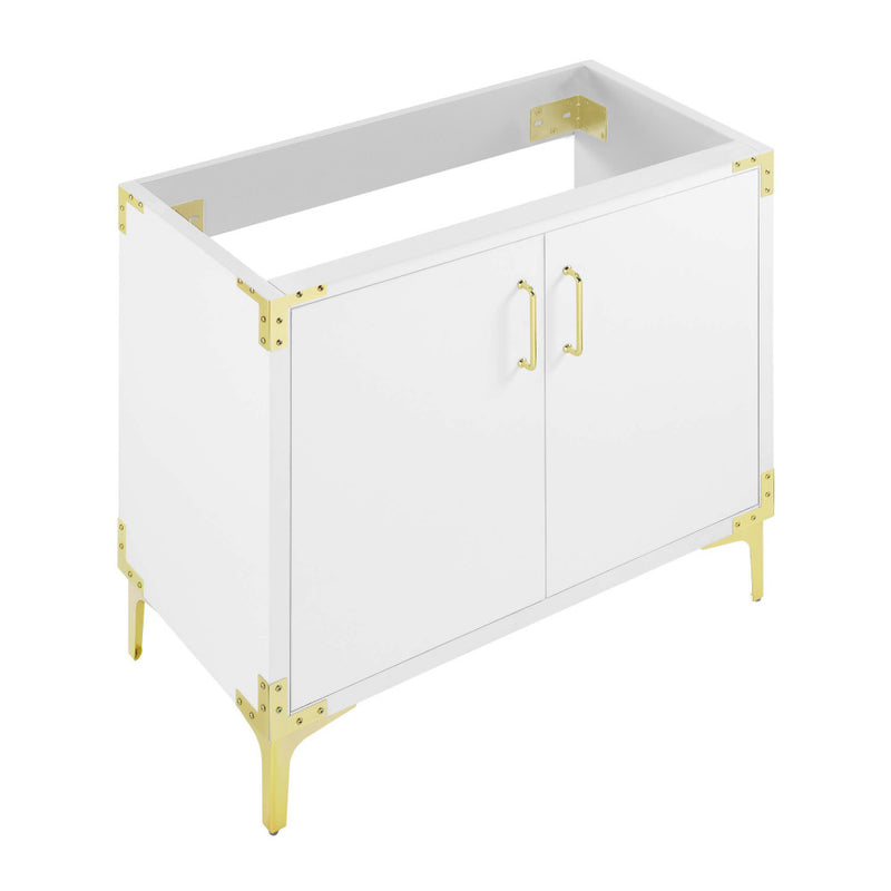 Voltaire 36" Single, Bathroom Vanity in White with Gold Hardware - Cabinet Only