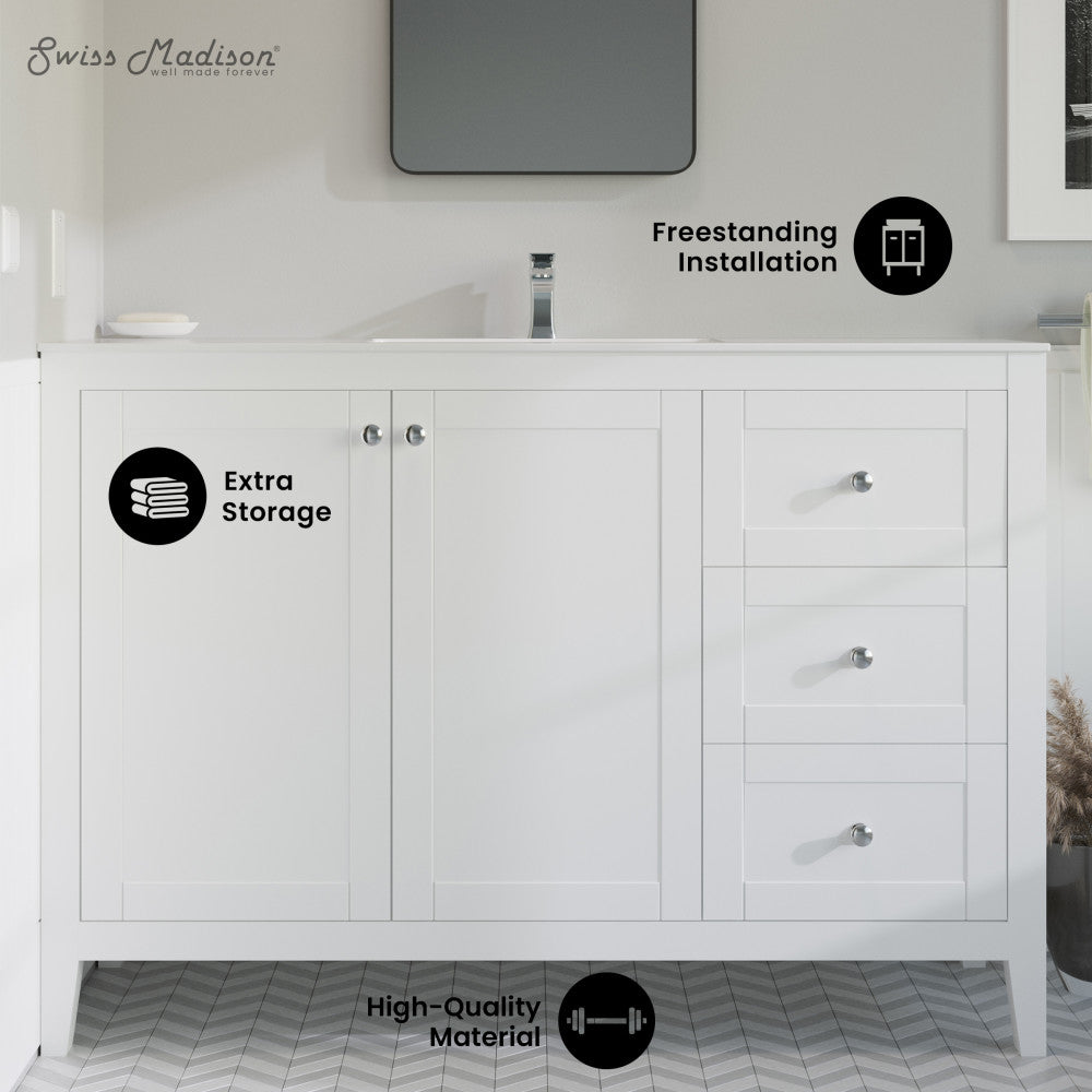 Cannes 48 Single, Two Doors, Three Drawers, Bathroom Vanity
