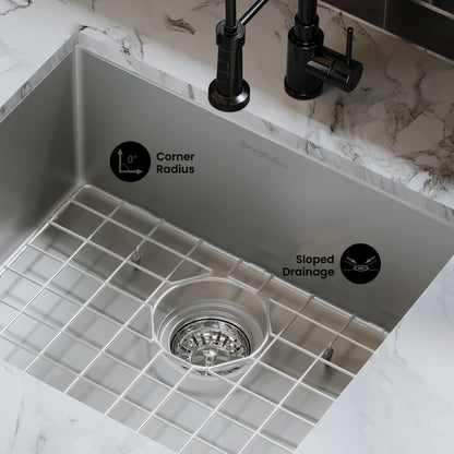 Tourner 21 x 18 Stainless Steel, Single Basin, Undermount Kitchen Sink